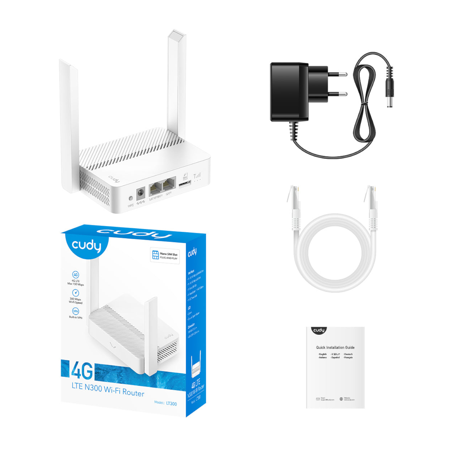Cudy LT300 4G LTE N300 Wi-Fi Router - White - Image 3
