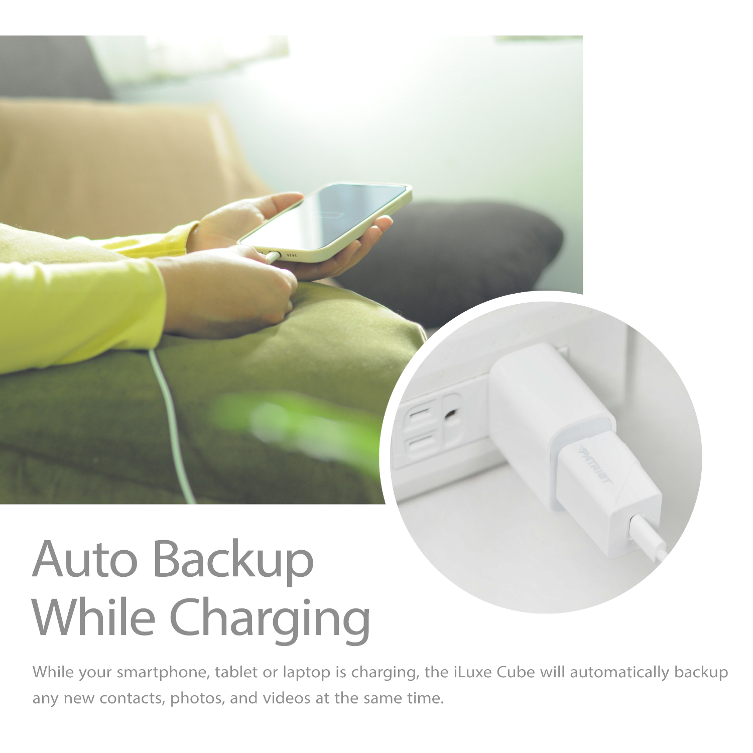 Patriot iLuxe Cube 512GB Type-C Smart Backup Solution - White - Image 4