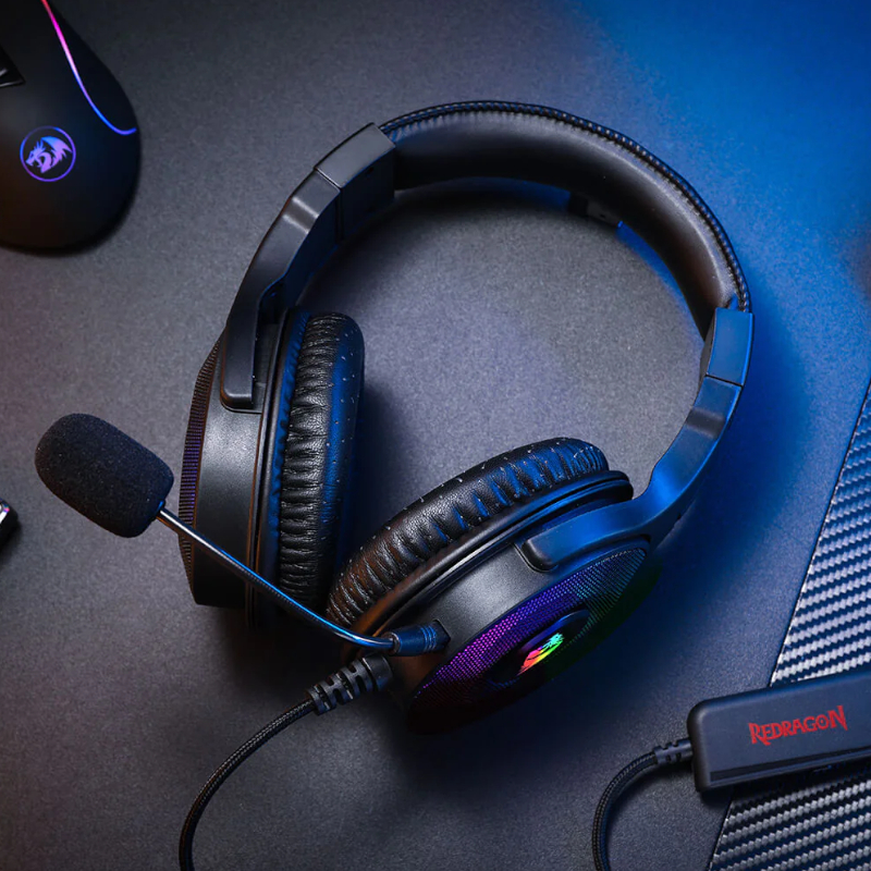 REDRAGON Over-Ear PANDORA USB (Power Only)|Aux (Mic and Headset) RGB Gaming Headset - Black - Image 4