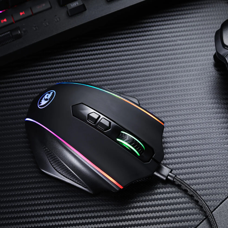 REDRAGON VAMPIRE ELITE Wireless 16000DPI|8 Button|Ergonomic Design|P3335 Optical Sensor|Type-C Cable|RGB Backlit Gaming Mouse - Black - Image 5