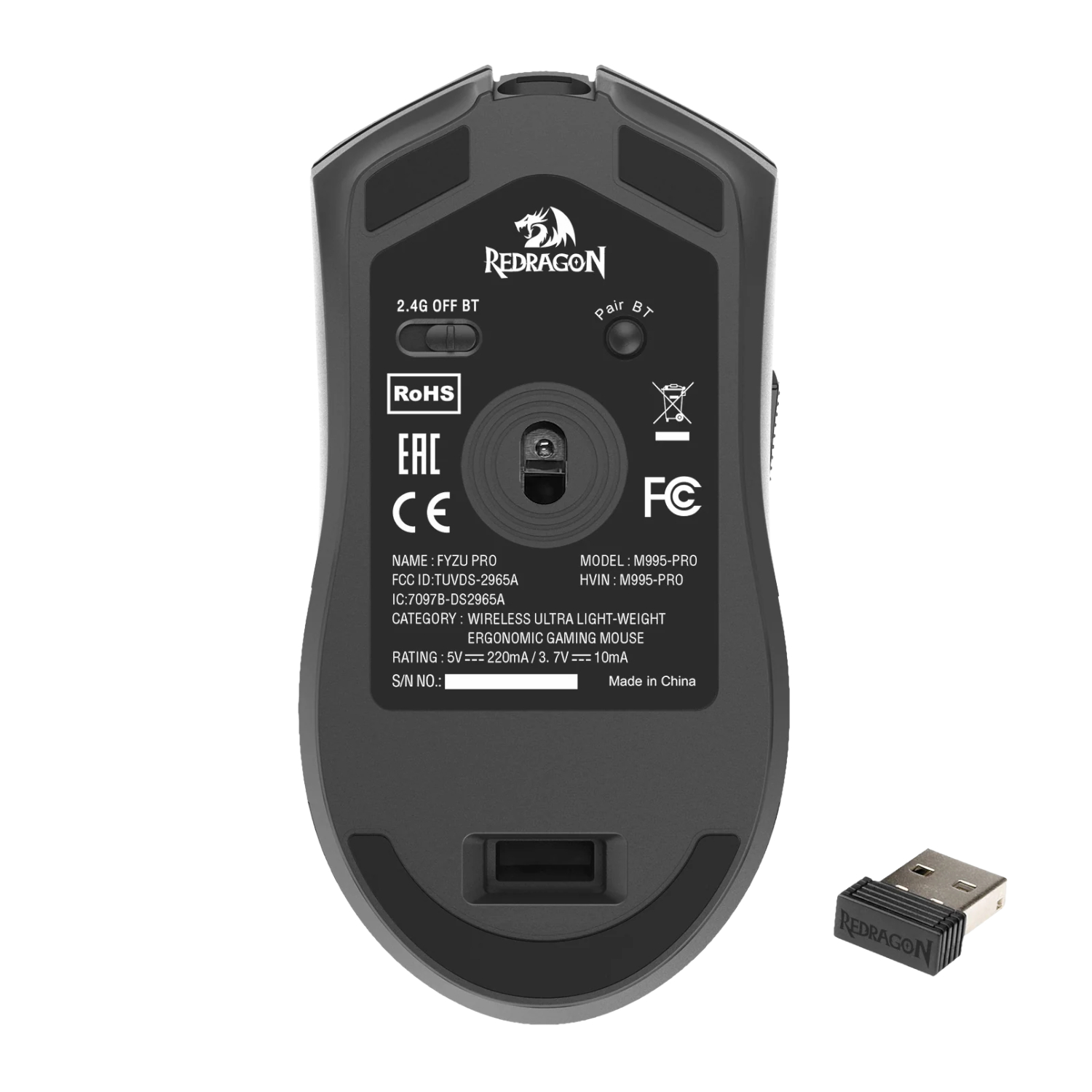 Redragon FYZU M995 PRO Wireless Gaming Mouse - Black - Image 2